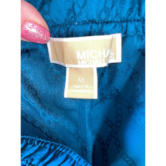 NWT Michael Michael Kors Womens Teal Wide-Leg Silky Pants Size M - Picture 5 of 8